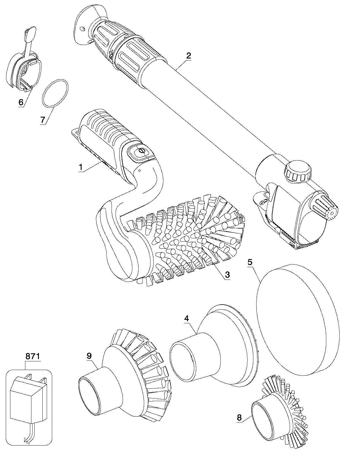 Default Diagram and Parts List for S700 Type 1 Black and Decker Upright Vacuum